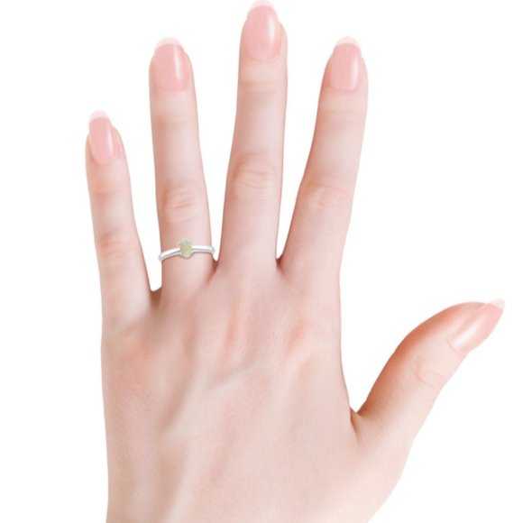 Classic Solitaire Oval Opal Promise Ring In Gold - Picture 8 of 16